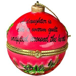 Collections Etc. Holiday Sentiment Trinket Red Ornament Daughter Theme 2.5"